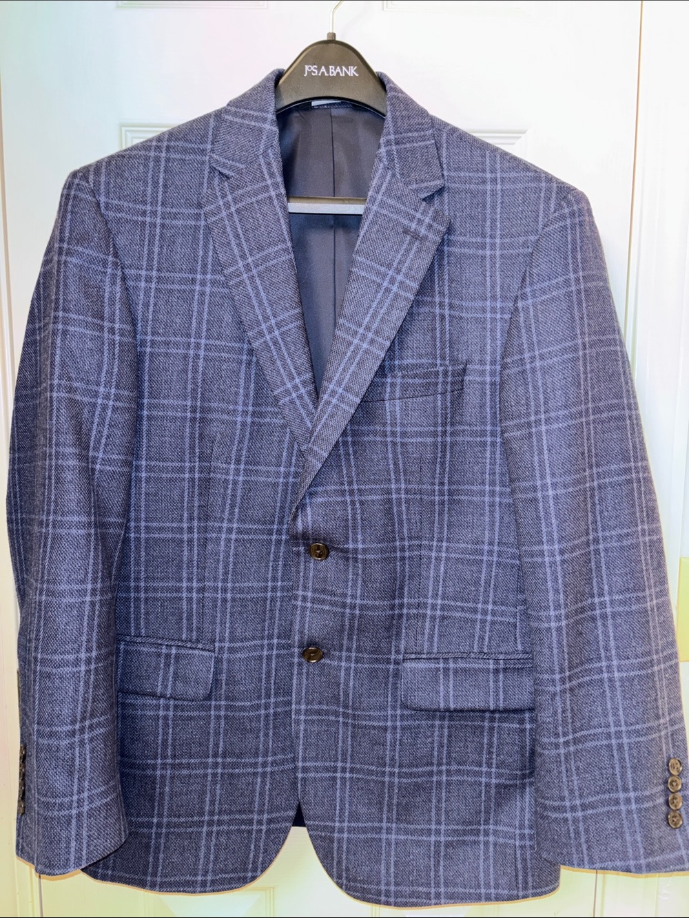Jos. A. Bank Men's Gray-Blue Windowpane Sport Coat